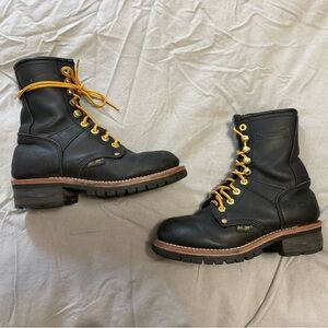 Ad Tec Black Leather water resistant Work Boots 7.5